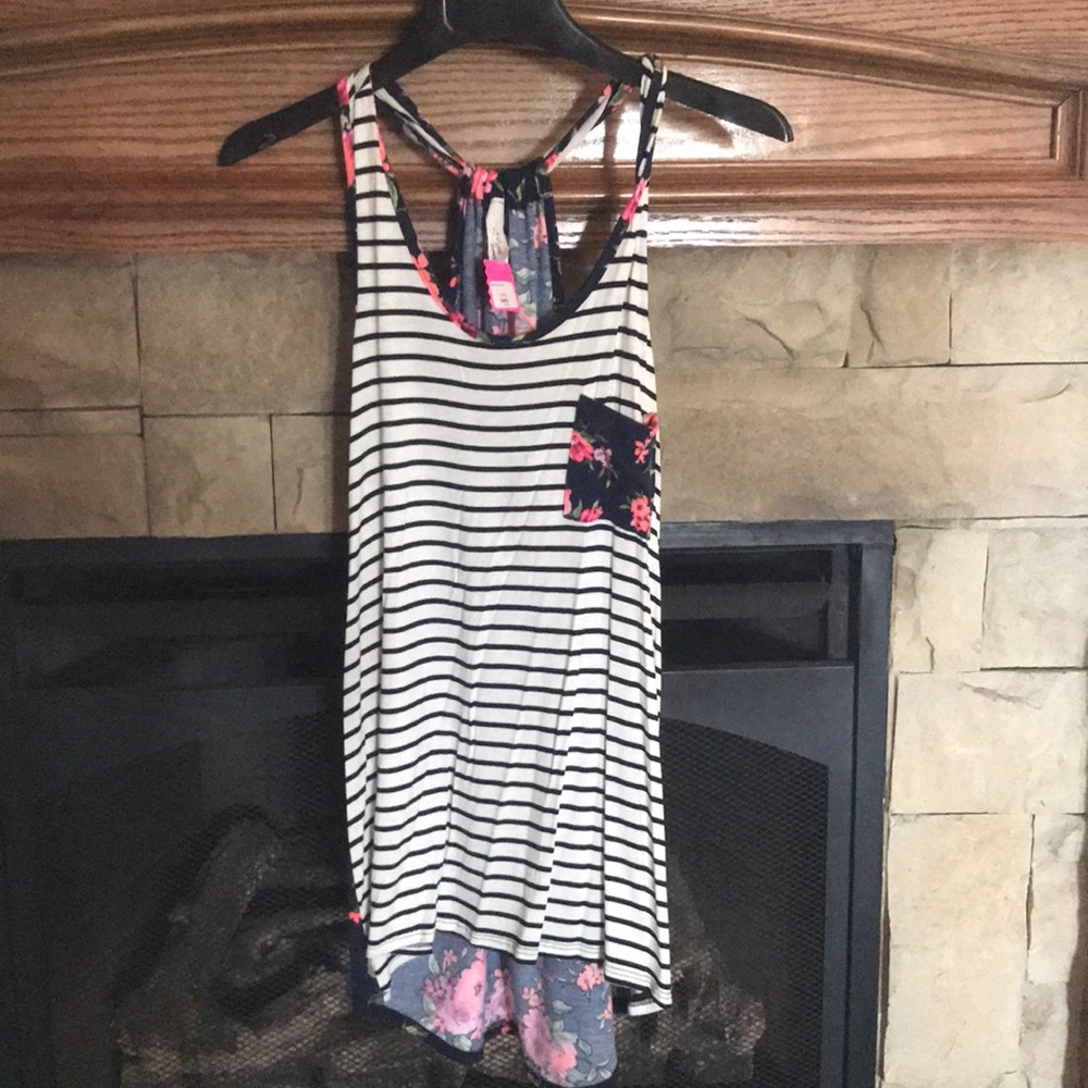 Stripe and floral tank top